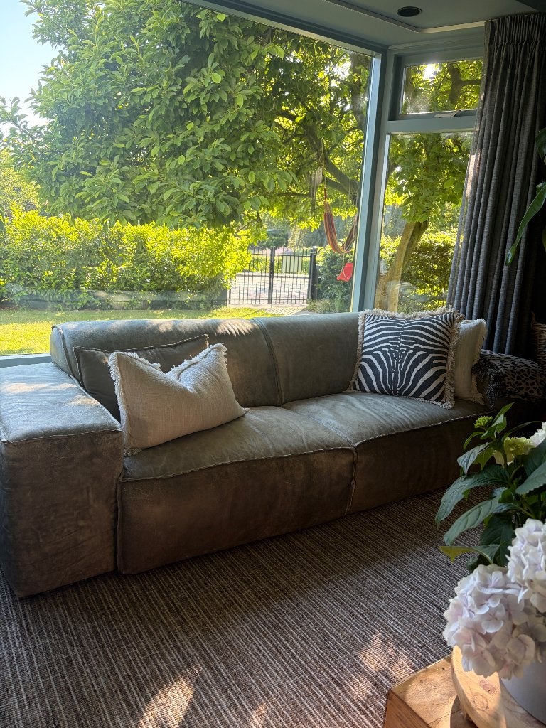 Bank van echt leer - sofa, Ophalen, Gebruikt, Leer, Marconi leather sofa