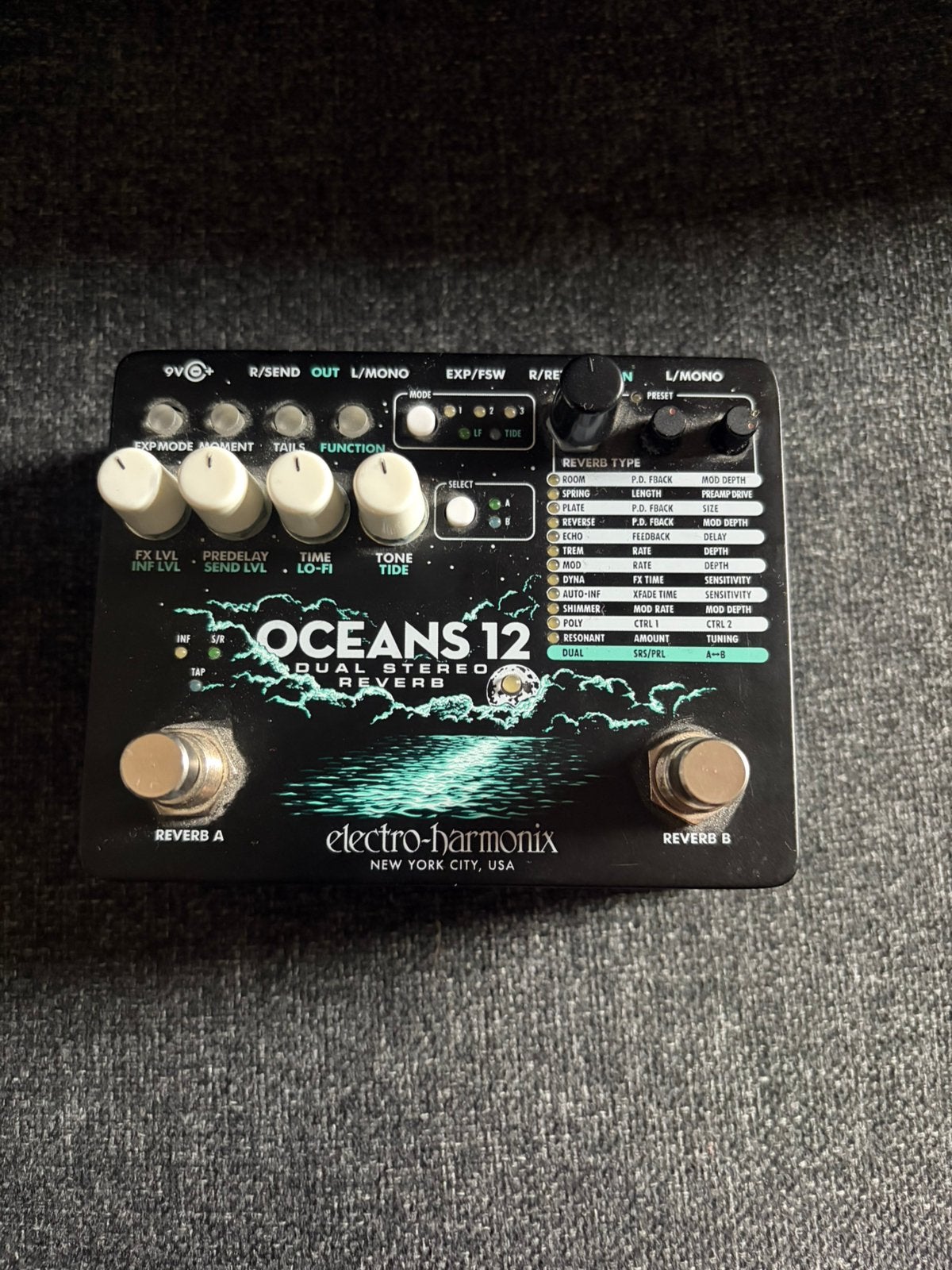 Electro Harmonix Oceans 12 Dual Stereo Reverb, Muziek en Instrumenten, Ophalen of Verzenden, Zo goed als nieuw, Reverb