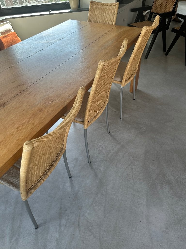 6x rieten stoelen, Ophalen, Gebruikt, Bruin, Riet of Rotan