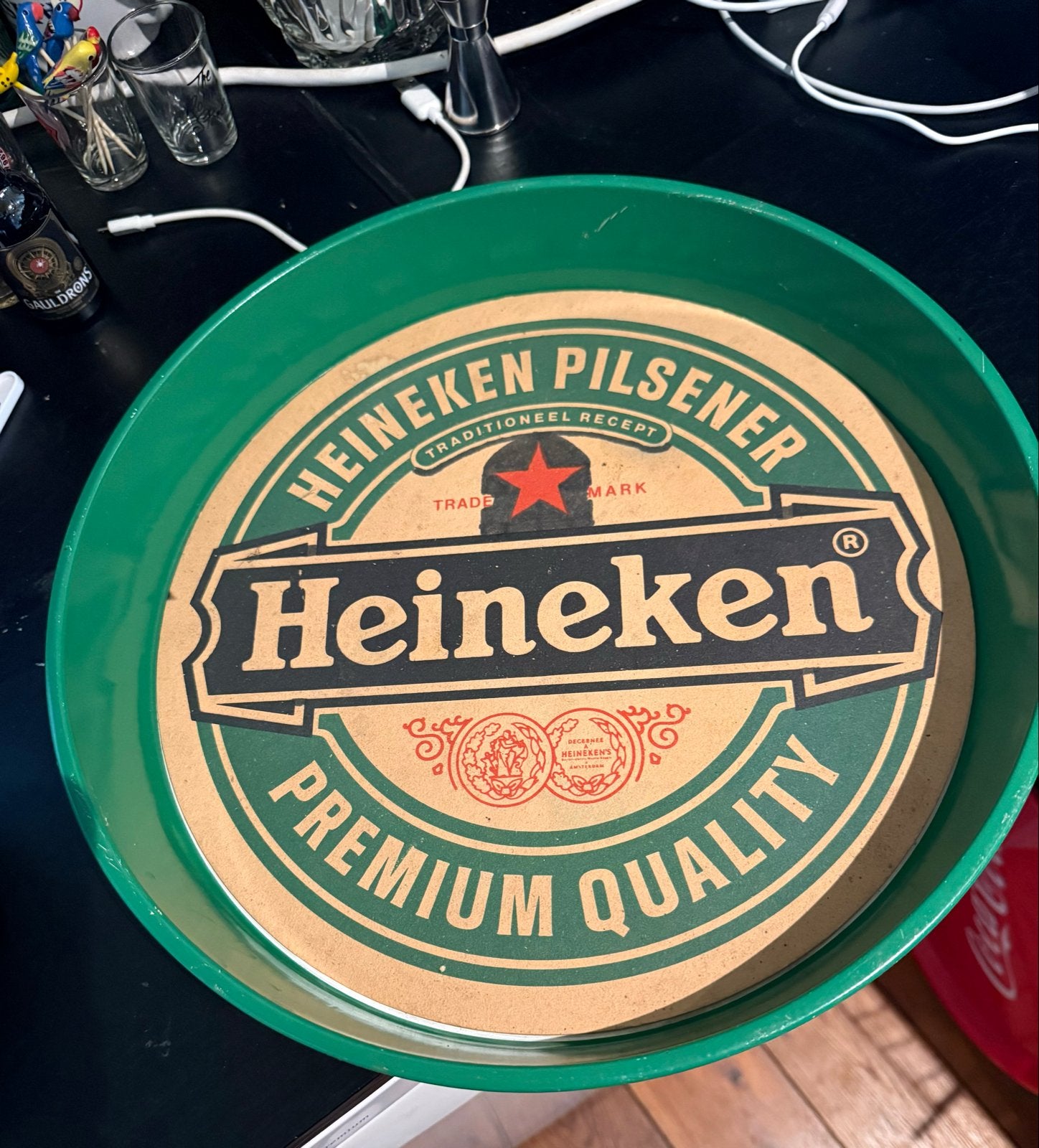 Heineken dienblad en onderzetter - Vintage bier memorabilia, Verzamelen, Ophalen of Verzenden, Gebruikt, Gebruiksvoorwerp