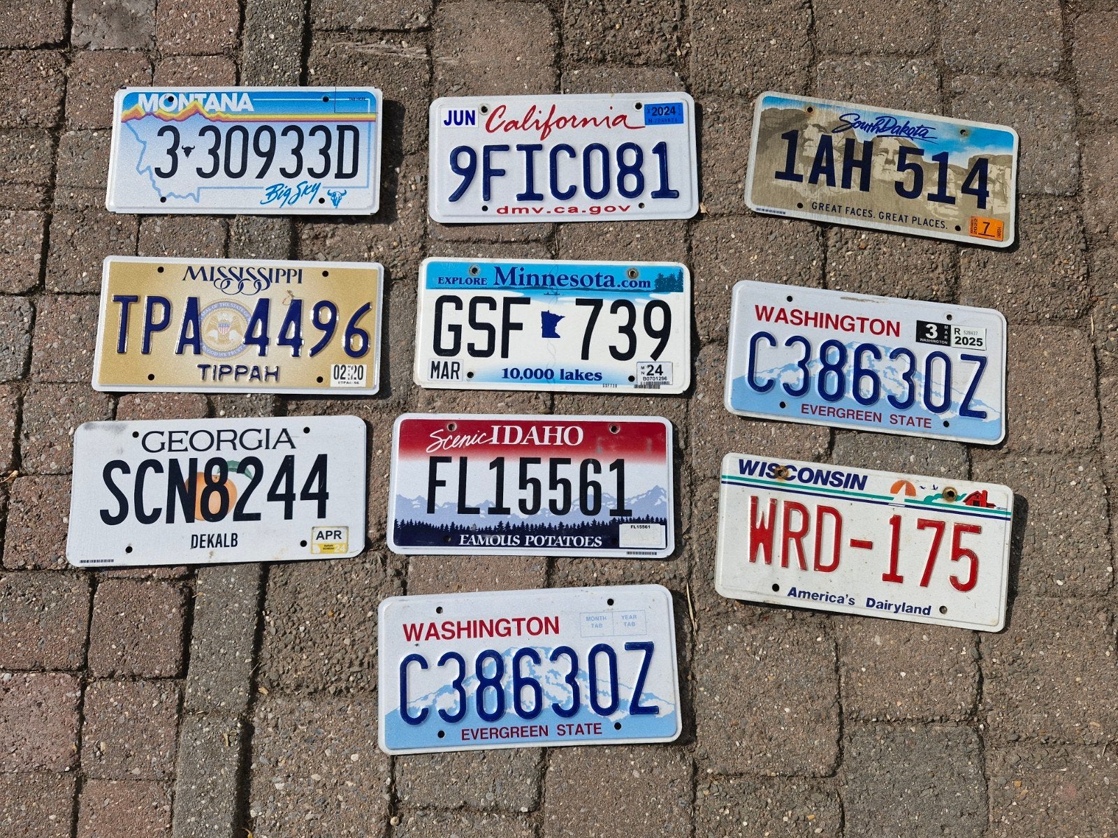 Kentekenplaat SET USA 10 Nummerborden nummerplaten License, Verzenden, Gebruikt, Auto's