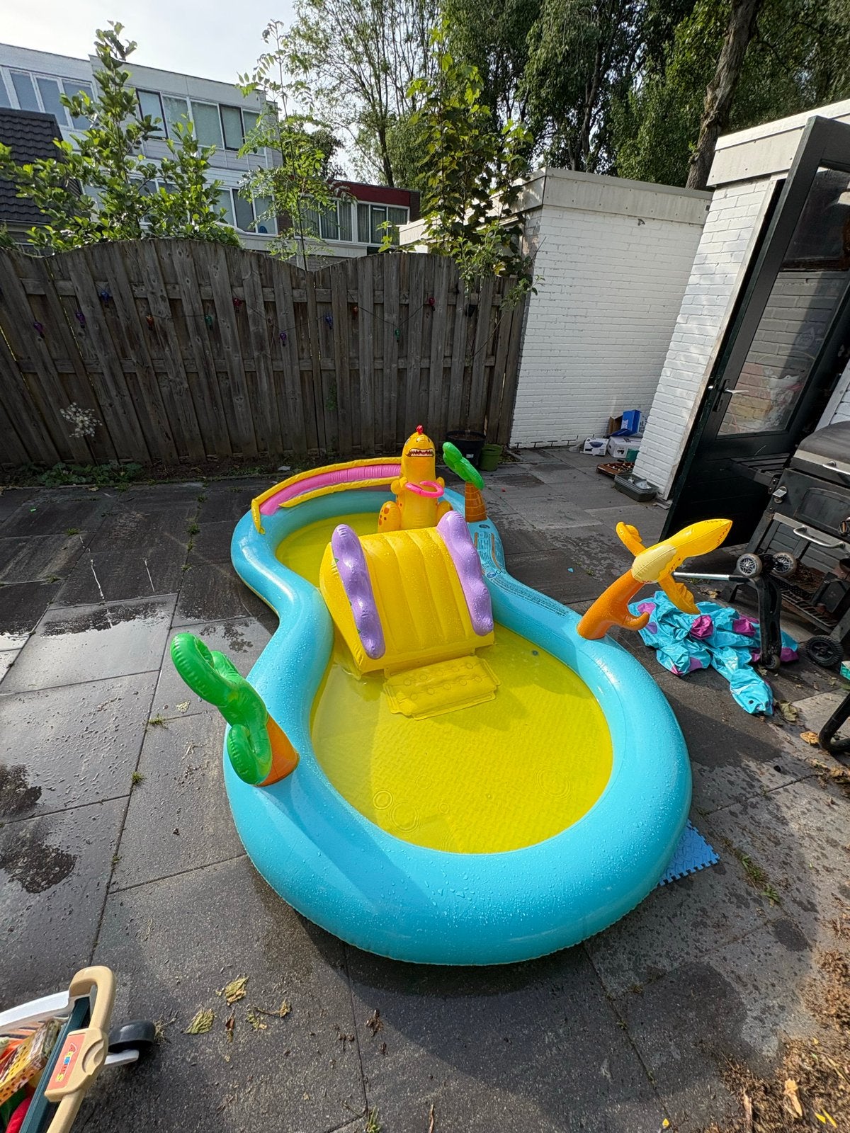 Opblaasbaar kinderzwembad met glijbaan en dino, Tuin en Terras, Ophalen, Minder dan 80 cm, Opblaaszwembad, 200 tot 400 cm