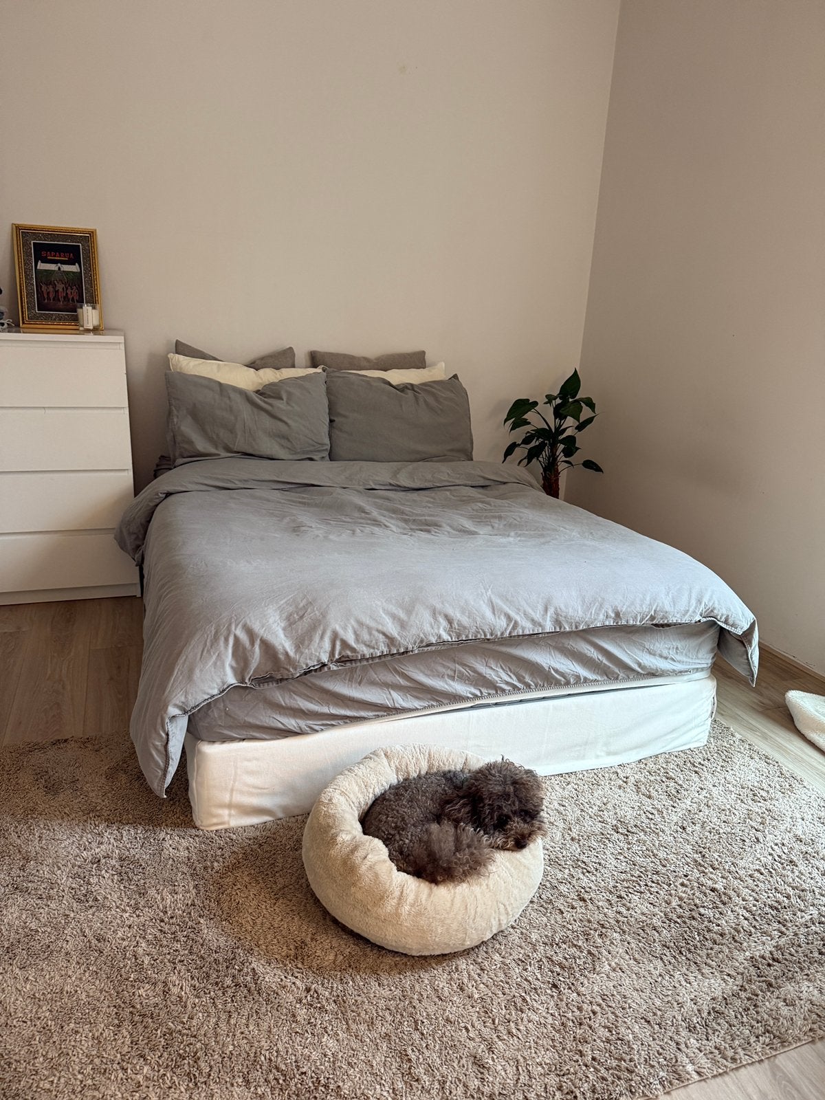Tweepersoonsbed IKEA + stevig matras, Huis en Inrichting, Slaapkamer | Complete slaapkamers, Ophalen, Zo goed als nieuw, Tweepersoons