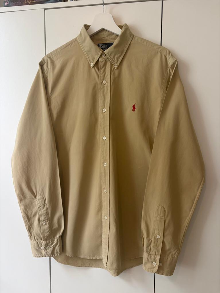 Ralph Lauren blouse beige - maat L, Kleding | Heren, Overhemden, Ophalen of Verzenden, Zo goed als nieuw, Beige, Halswijdte 41/42 (L)
