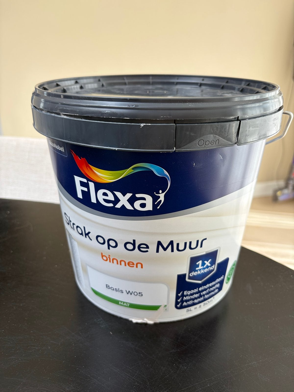 Flexa Strak op de Muur Binnen Muurverf Mat Basis W05, Ophalen, Gebruikt, 5 tot 10 liter, Wit