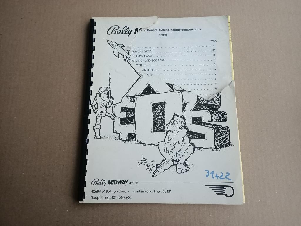 Manual: XS And Os/ Bally Midway (1984) Flipperkast, Verzamelen, Automaten | Flipperkasten, Verzenden, Gebruikt, Elektronisch, Flipperkast