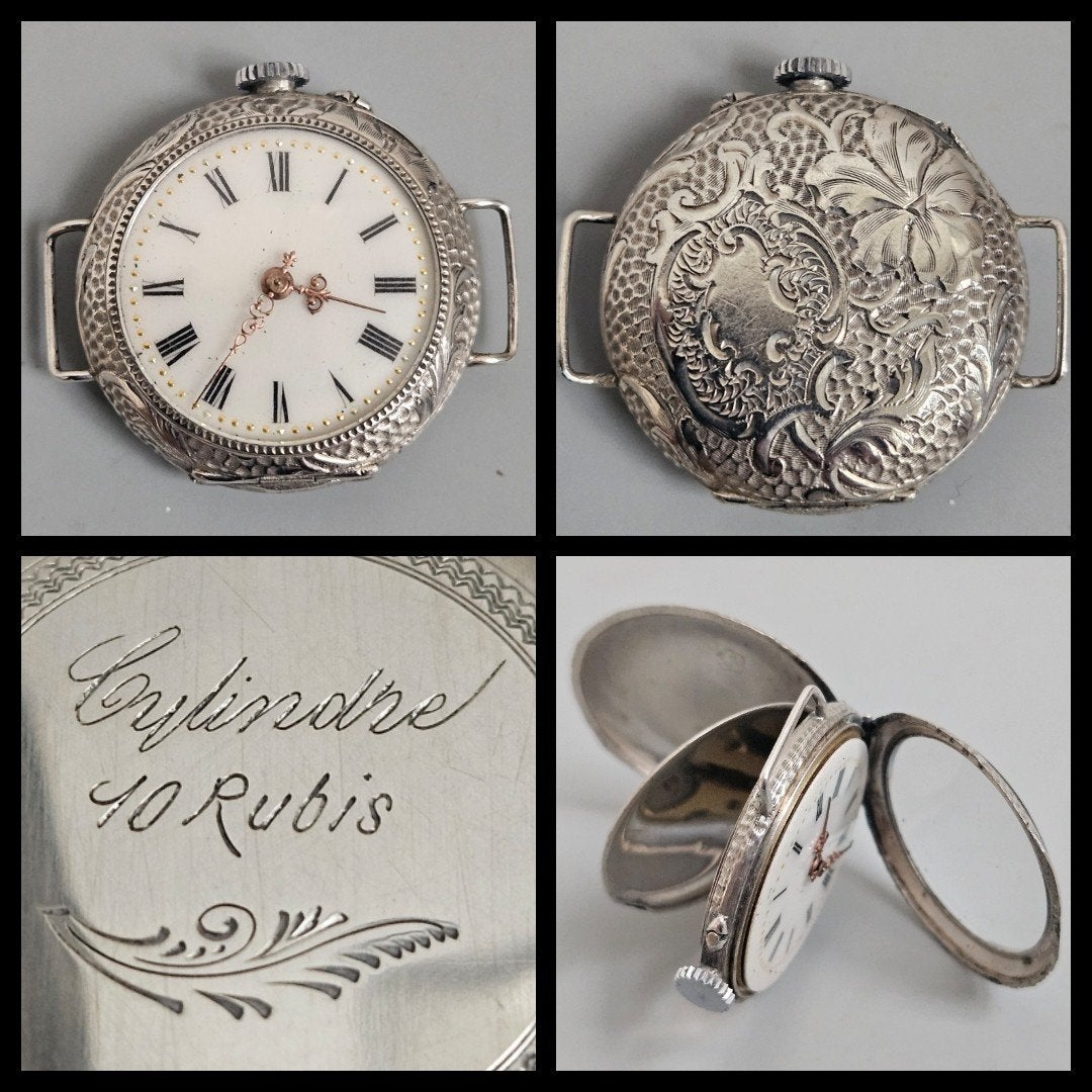 antiek zilver,  dames horloge in fraaie kast, Ophalen of Verzenden, Zilver