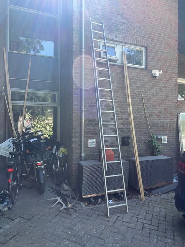 Opsteekladder 2x14 treden, Ophalen, Gebruikt, Ladder, Opvouwbaar of Inschuifbaar