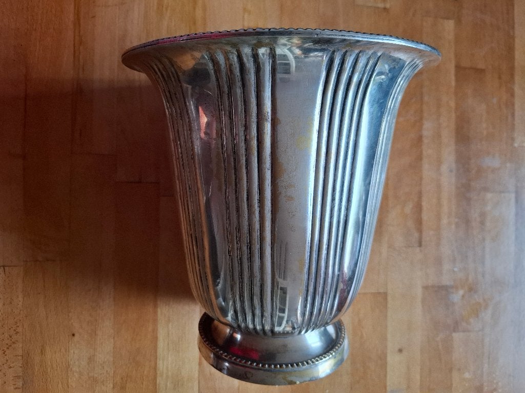 Vintage wijnkoeler of vaas verzilverd, Ophalen of Verzenden, Zilver