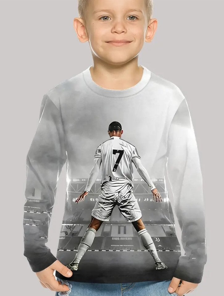 Jongens kind voetbalshirt shirt longsleeve Ronaldo print 116, Ophalen of Verzenden, Gebruikt, Jongen, Shirt of Longsleeve