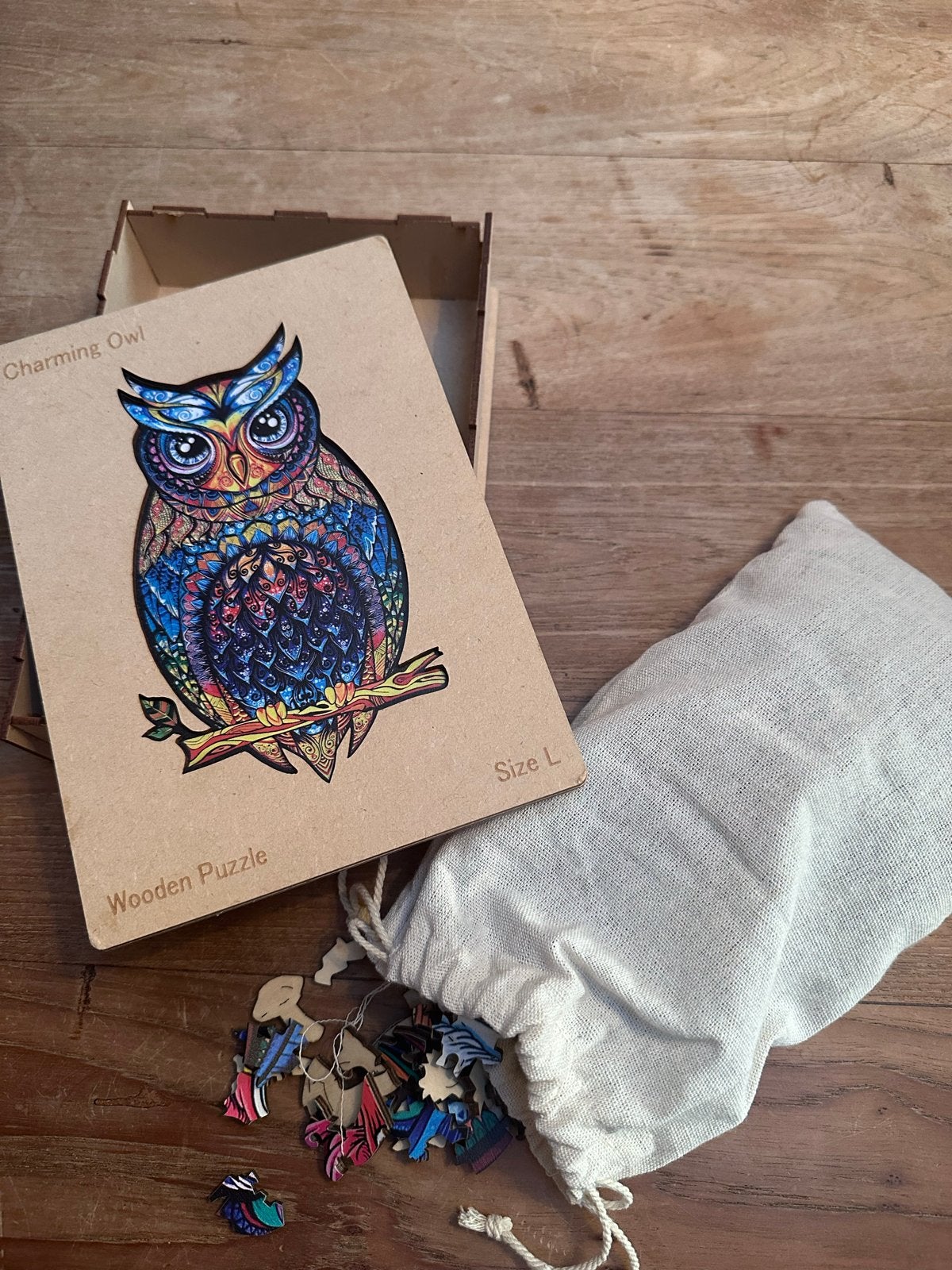 Houten Uil Puzzel - Charming Owl, Maat L, Ophalen, Nieuw, Meer dan 50 stukjes, Van hout