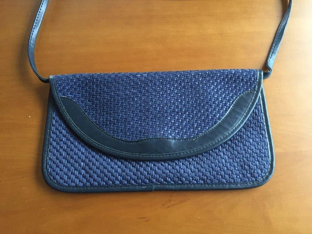 Vintage blauw avondtasje clutch, Ophalen of Verzenden, Zo goed als nieuw, Blauw, Avondtasje