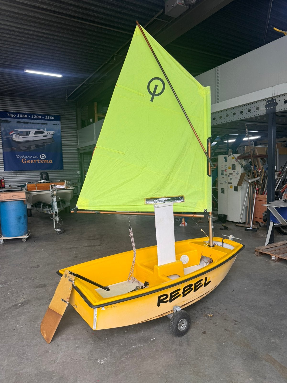 Optimist geel white dragon editie, Optimist, Ophalen, Laser, Roer