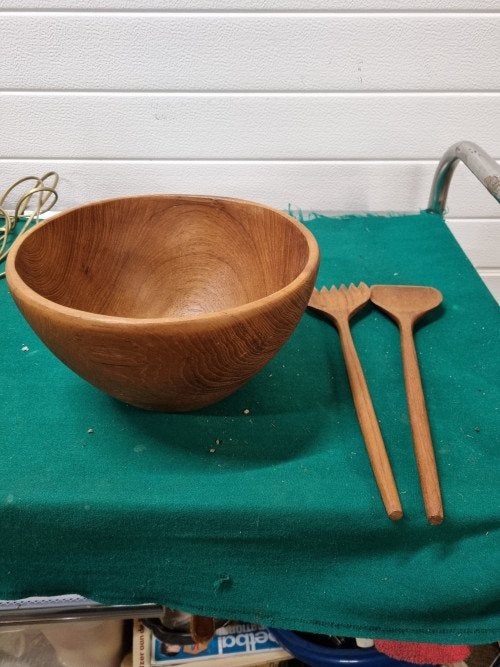 Slakom met bestek van teak hout vintage, Ophalen of Verzenden, 'T Olde Gre-j, Info@toldegrej.nl, Endepoelstraat 20f Didam