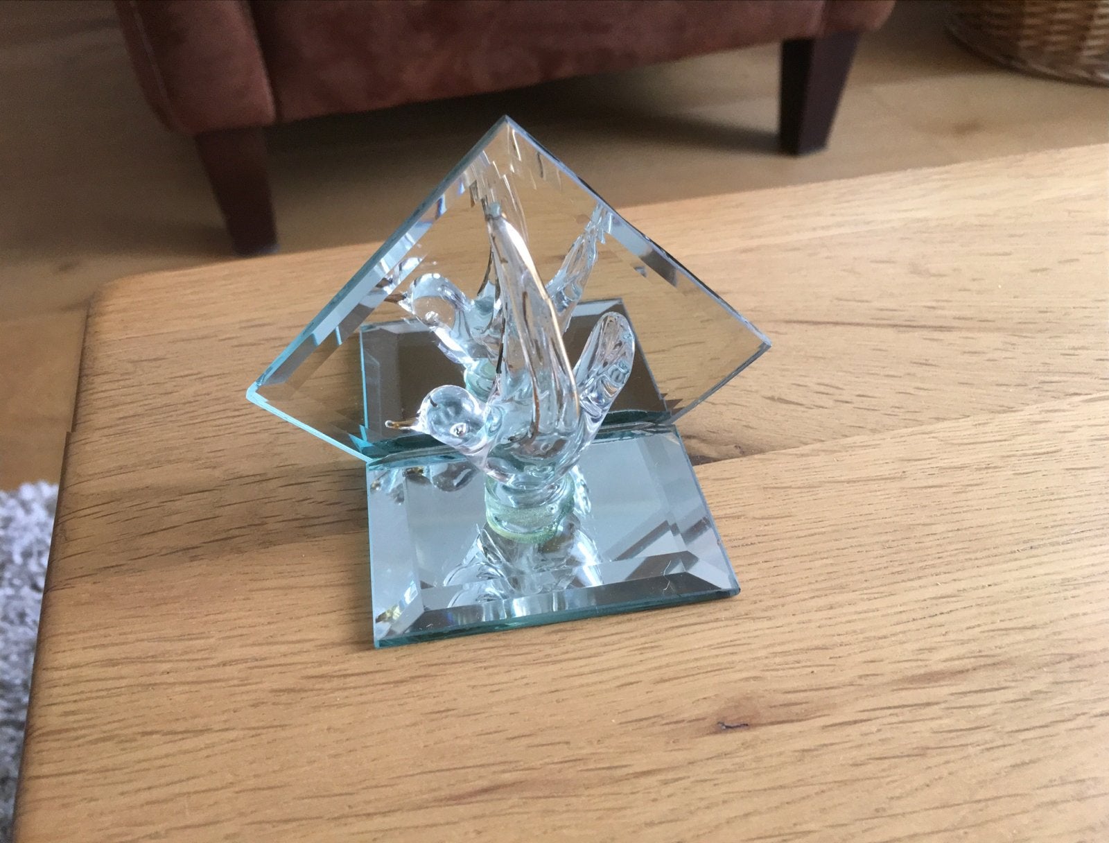 Glazen sculptuur met vogels - decoratief object, Ophalen of Verzenden