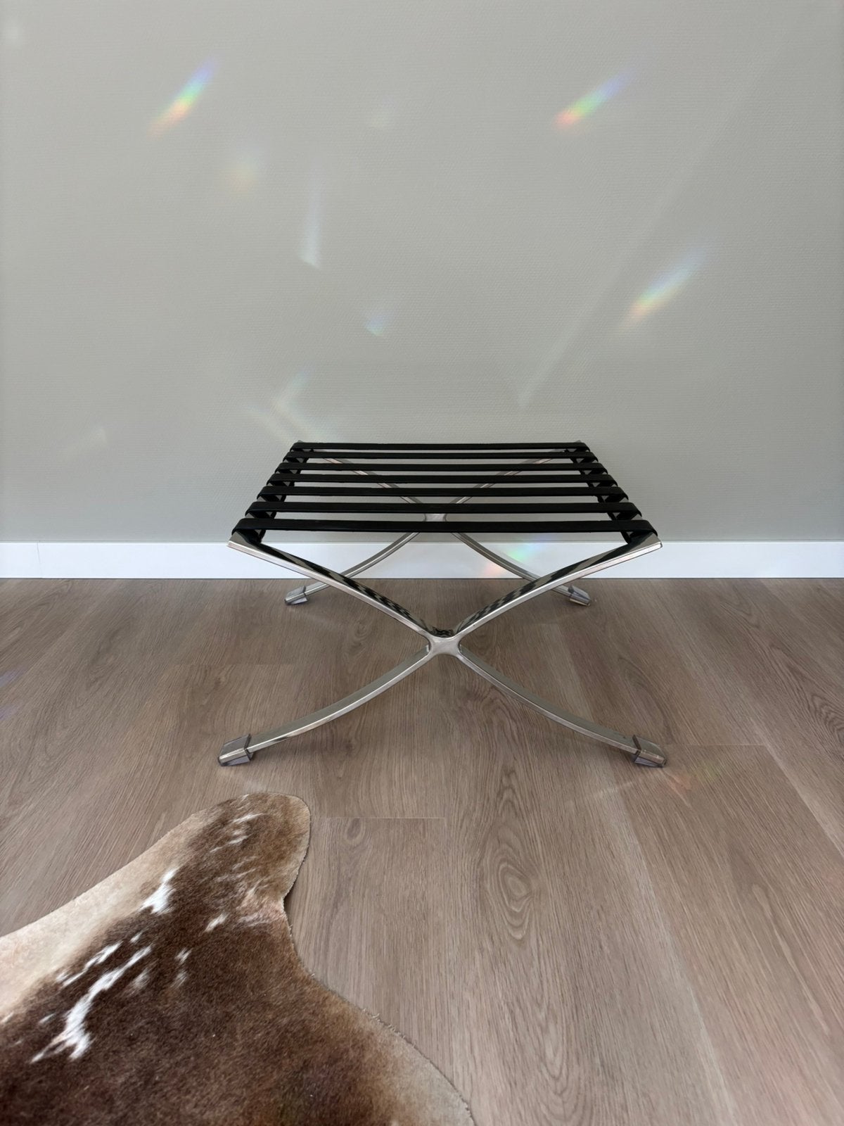 Barcelona chair stijl footstool  Hilversum, Ophalen of Verzenden, Gebruikt, Zwart, Eén