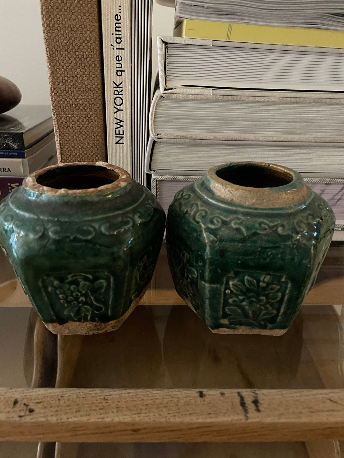 2x gemberpot gemberpotje gember potje gemberpotjes groen, Antiek en Kunst, Curiosa en Brocante, Ophalen of Verzenden