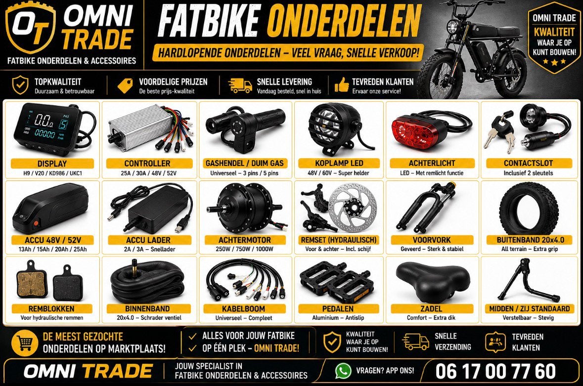 Fatbike Onderdelen: Displays, Motor, Accu’s, Opladers etc., Fietsen en Brommers, Ophalen of Verzenden, Nieuw, Fatbike, Motor