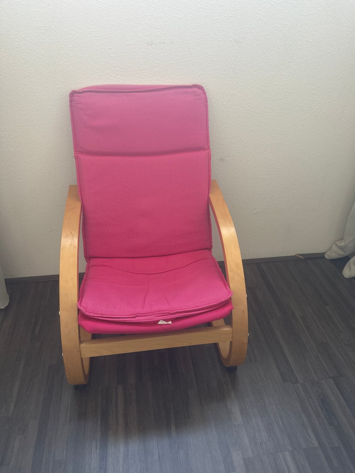IKEA Poäng schommelstoel met roze kussen, Gebruikt, Overige kleuren, Ophalen of Verzenden, Eén