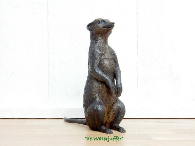263* Bronzen stokstaart (boven €75 geen verzendkosten), Ophalen of Verzenden, Overige materialen, Dierenbeeld
