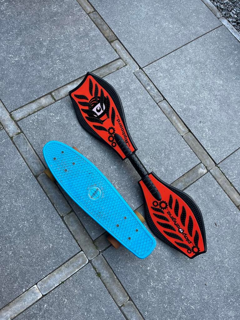 Skateboard en Waveboard Set - Blauw en Oranje, Ophalen of Verzenden, Gebruikt, Skateboard