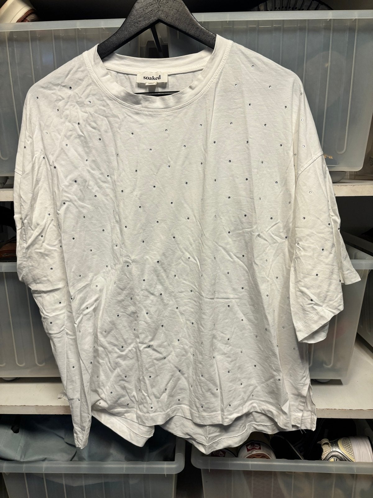 Soaked T-shirt wit met korte mouwen en studs - Maat L, Wit, Maat 42/44 (L), Ophalen of Verzenden, Korte mouw