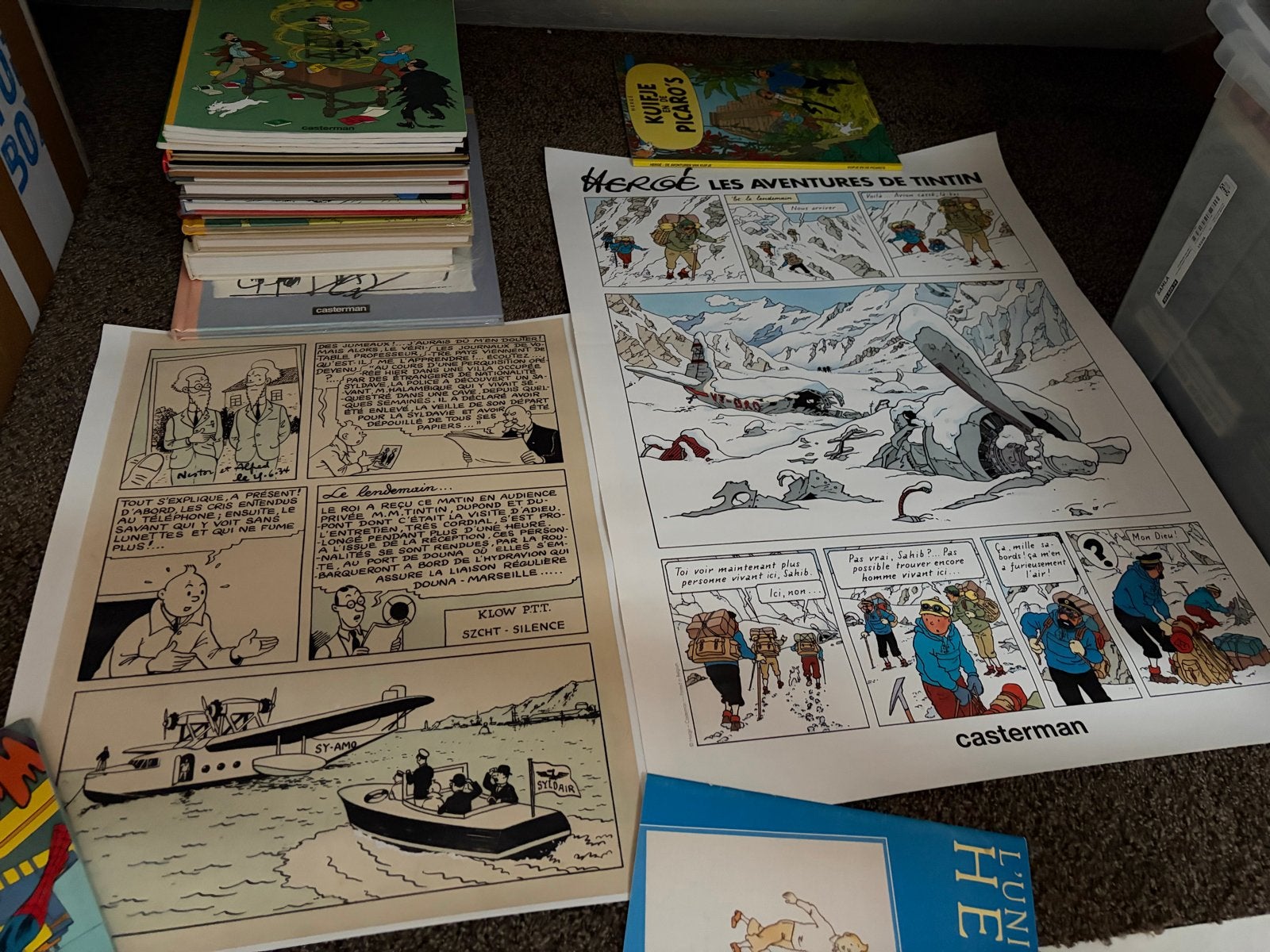Vintage Kuifje/Tintin posters, Meerdere stripboeken, Ophalen of Verzenden, Gelezen