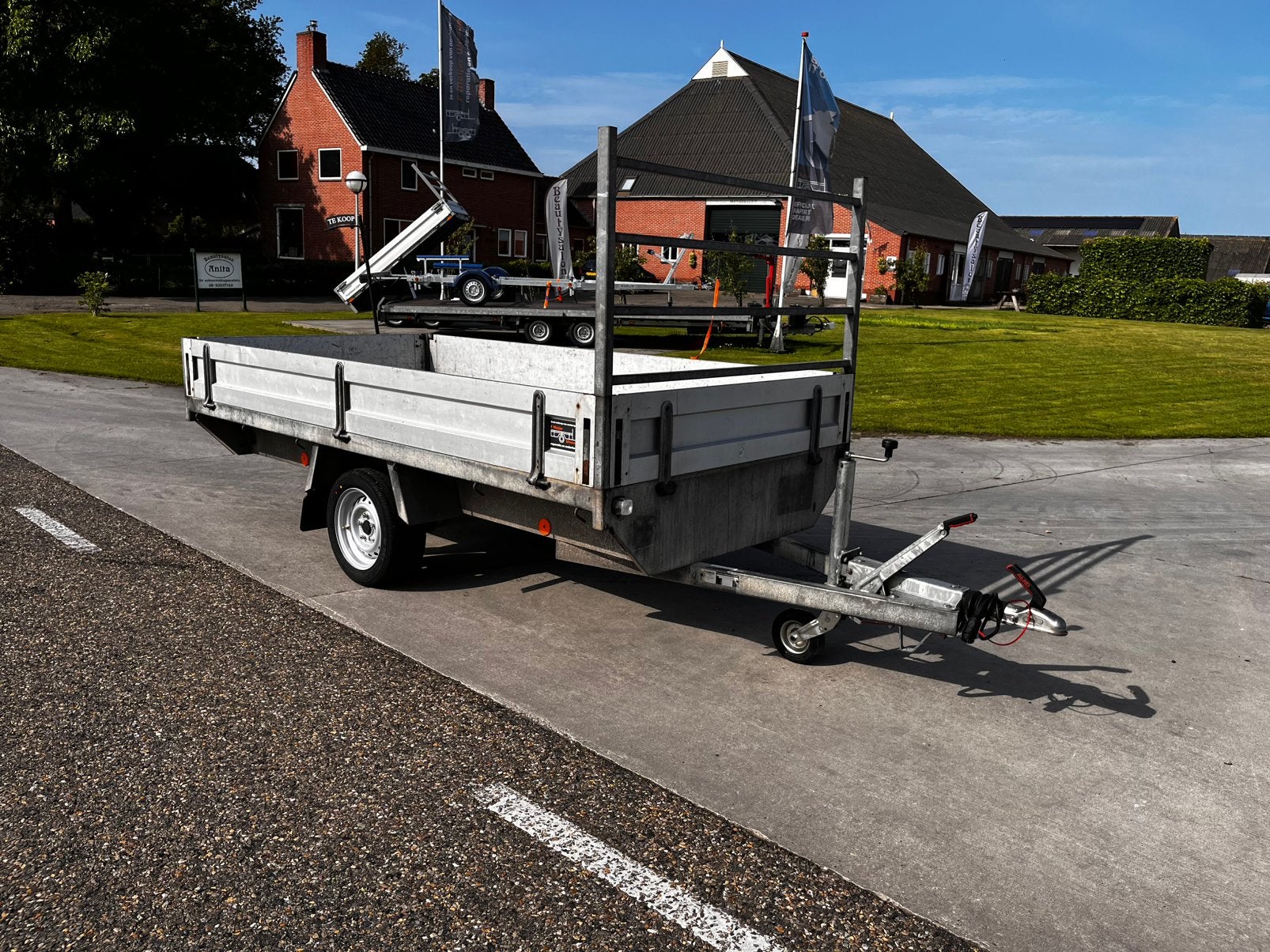 Anssems enkelas aanhanger plateau 1350kg stalen bodemplaat, Auto diversen, Aanhangers en Bagagewagens, Ophalen, Gebruikt