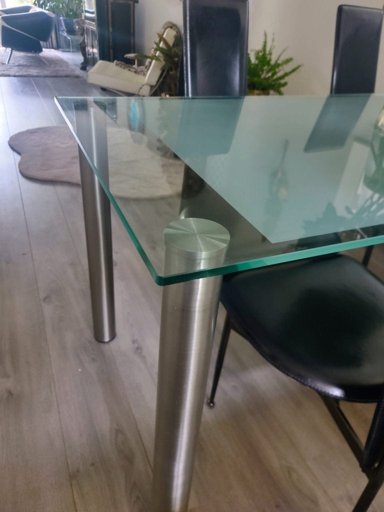 Glazen eettafel 160x80x78 cm. Prima staat, Huis en Inrichting, Tafels | Eettafels, Ophalen, Zo goed als nieuw, Rechthoekig, 50 tot 100 cm