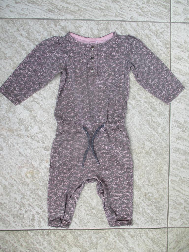 Prenatal broekpak / jumpsuit taupe met roze maat 68, Meisje, Ophalen of Verzenden, Zo goed als nieuw, Prenatal