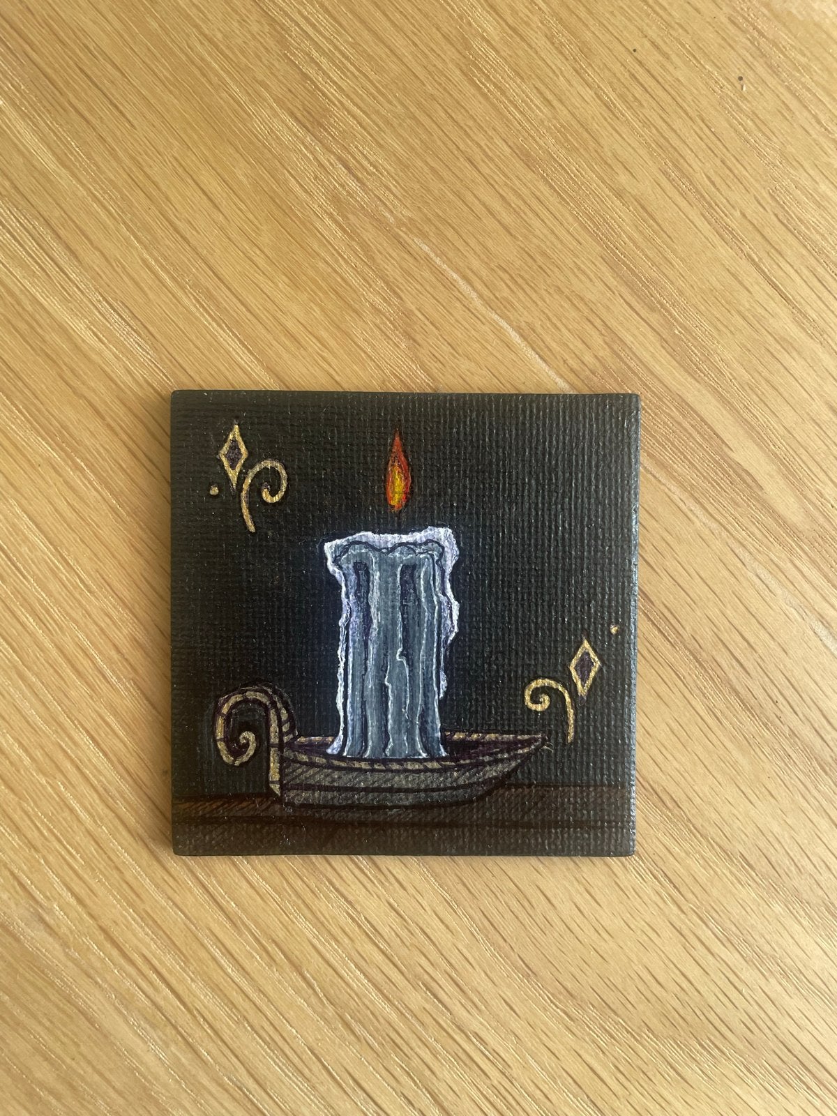 Handgeschilderde magneet met kaarsmotief, Ophalen of Verzenden, Nieuw