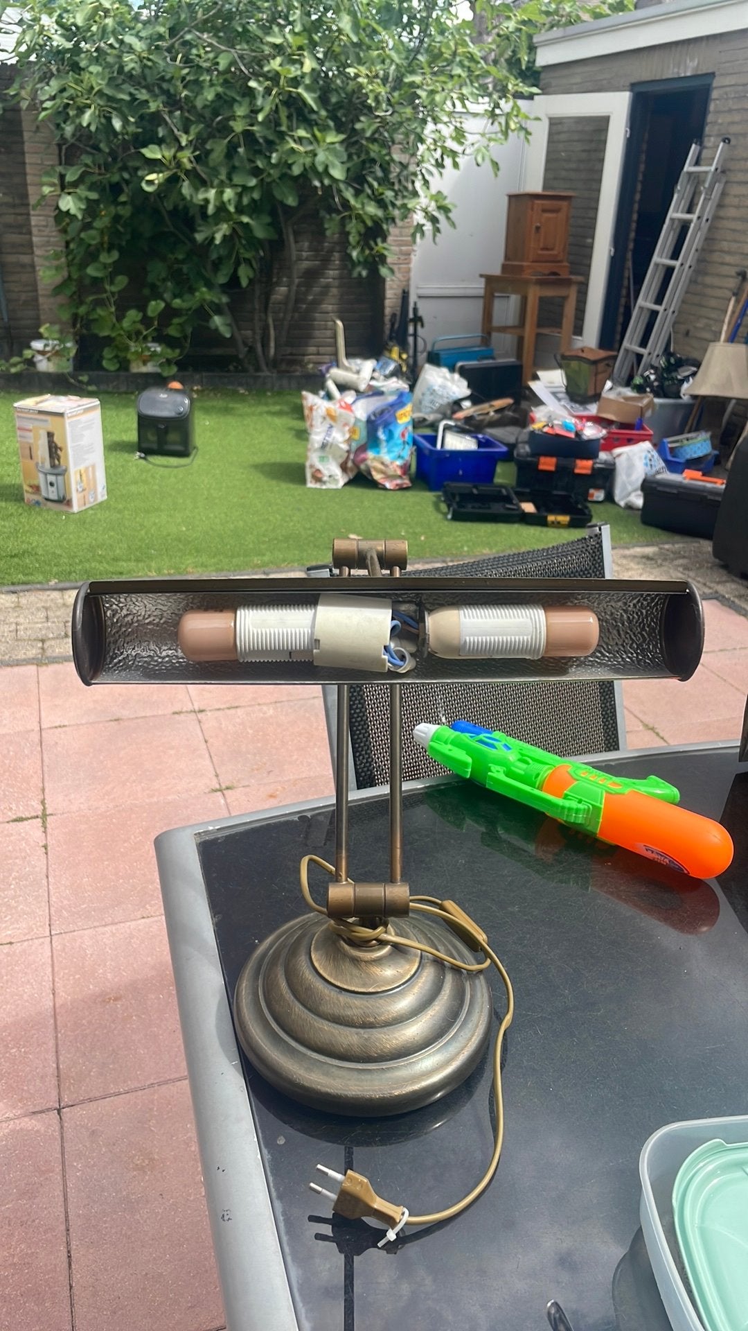 messing schilderijlampje met een dubbele fitting., Ophalen of Verzenden, Zo goed als nieuw, Overige merken