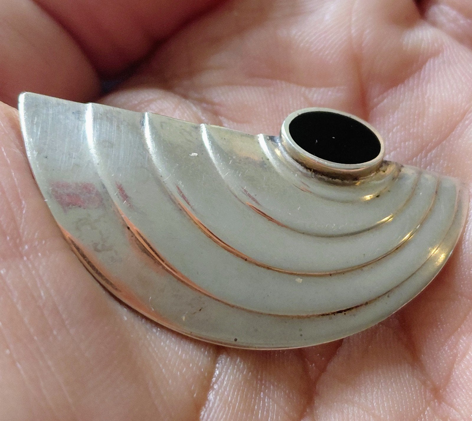 Zilveren American Art Deco Broche - Miami Stijl, 4 tot 7 cm, Gebruikt, Ophalen of Verzenden, Zilver