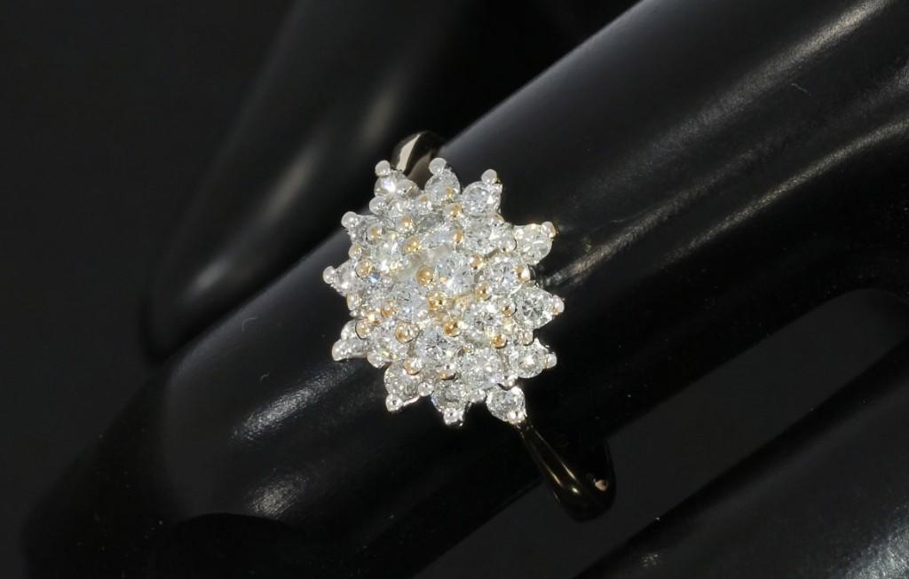 24 diamanten luxe 14k gouden rozet briljant dames ring, Voordeelsieraden, Verzenden, Met edelsteen, Dame
