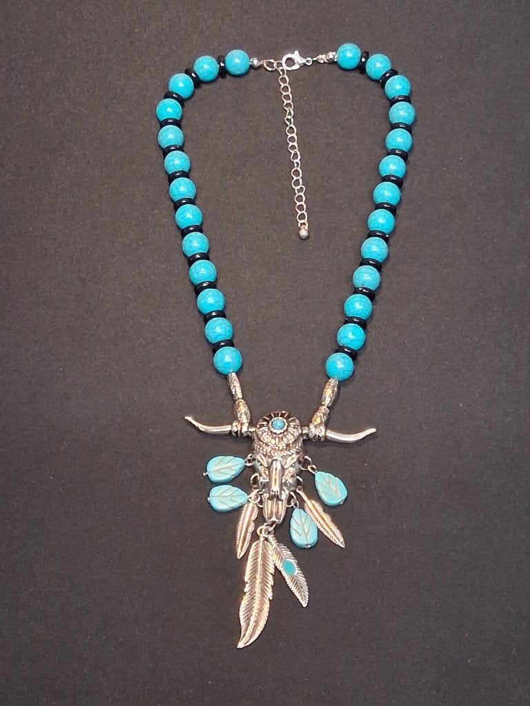 Boho Western stijl ketting Bull Skull, Overige kleuren, Verzenden, Nieuw, Overige materialen