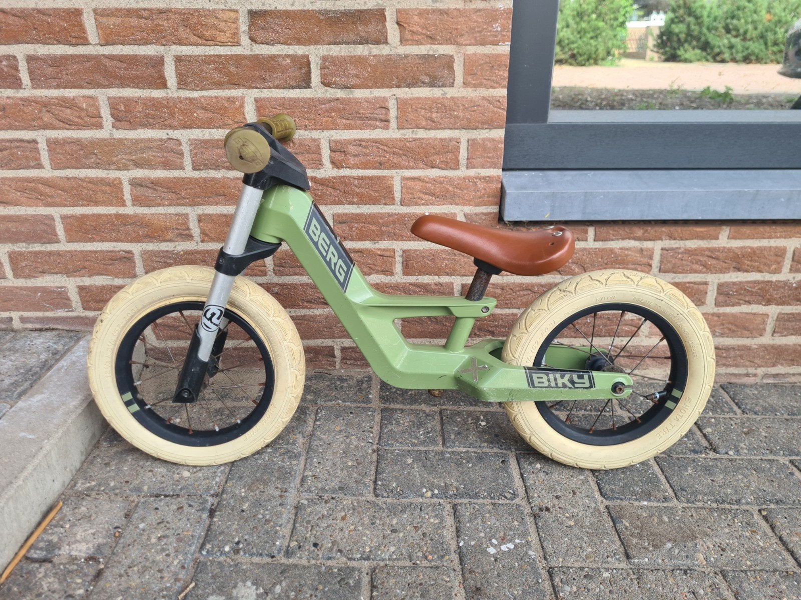 BERG Biky Loopfiets - Groen met Bruin Zadel, Ophalen, Gebruikt, Loopfiets
