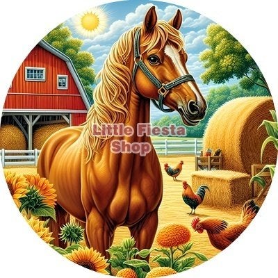 L2656 ouwel paard 20x4,7cm eetbare cupcake rondjes, Hobby en Vrije tijd, Taarten en Cupcakes maken, Ophalen of Verzenden, Nieuw