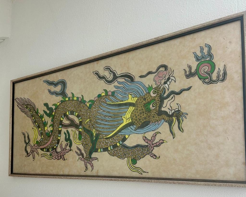 Origineel Chinees draak schilderij op perkament, 110cm, Ophalen