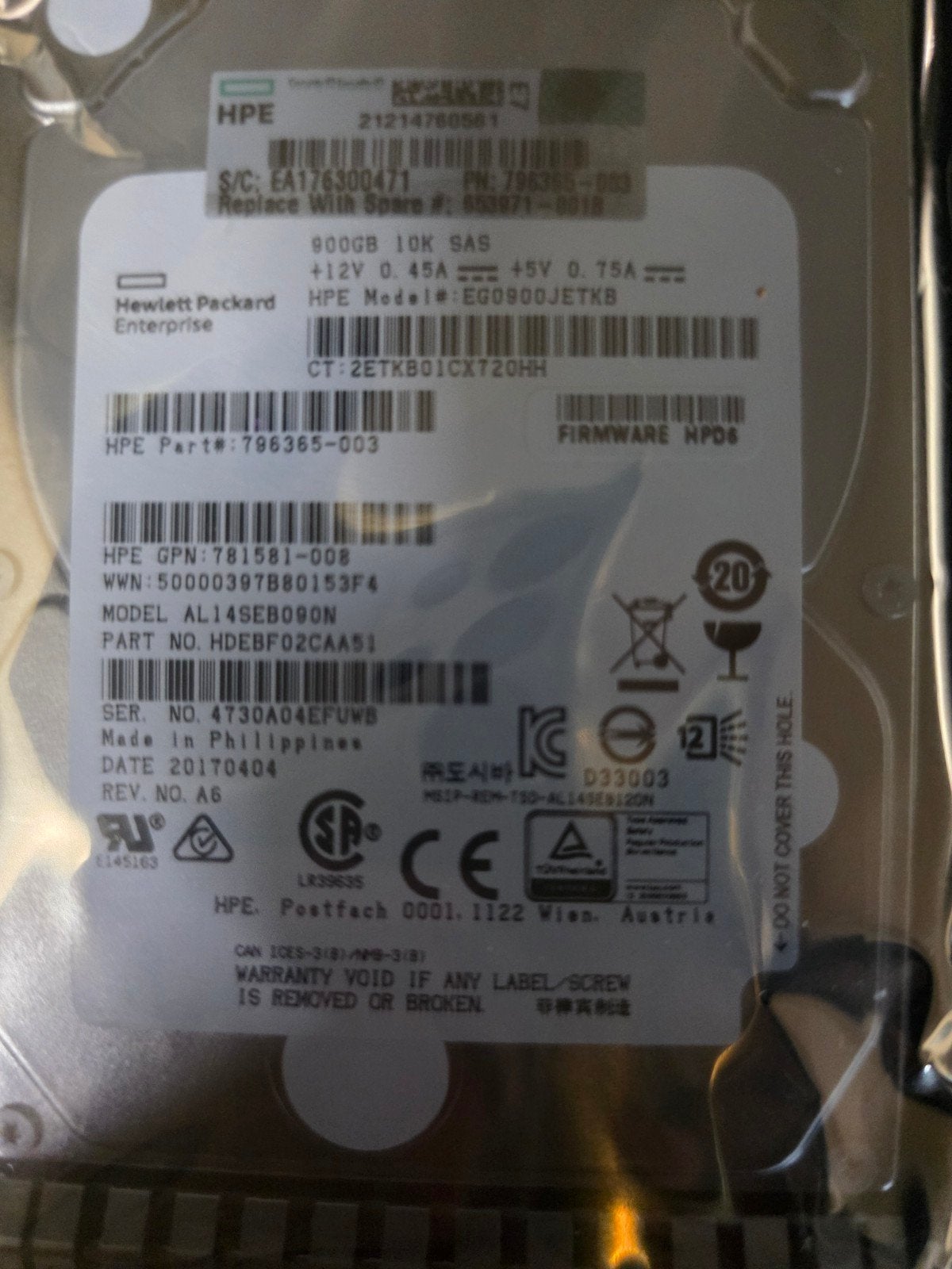 HPE 900GB 10K SAS Harddisk – Nieuw in ongeopende folieverpak, SAS, Server, Nieuw, Ophalen of Verzenden