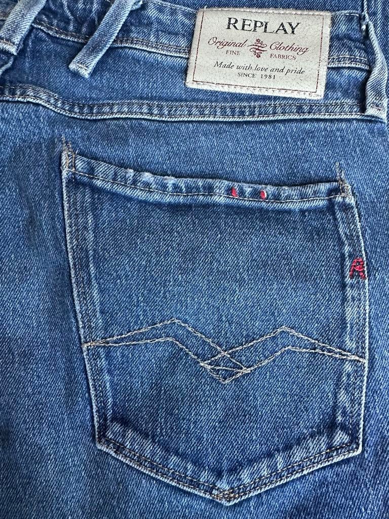 Replay Slim Fit Jeans 33x34 Vintage Wash Heren Denim, Ophalen of Verzenden, Zo goed als nieuw, Blauw, W33 - W34 (confectie 48/50)