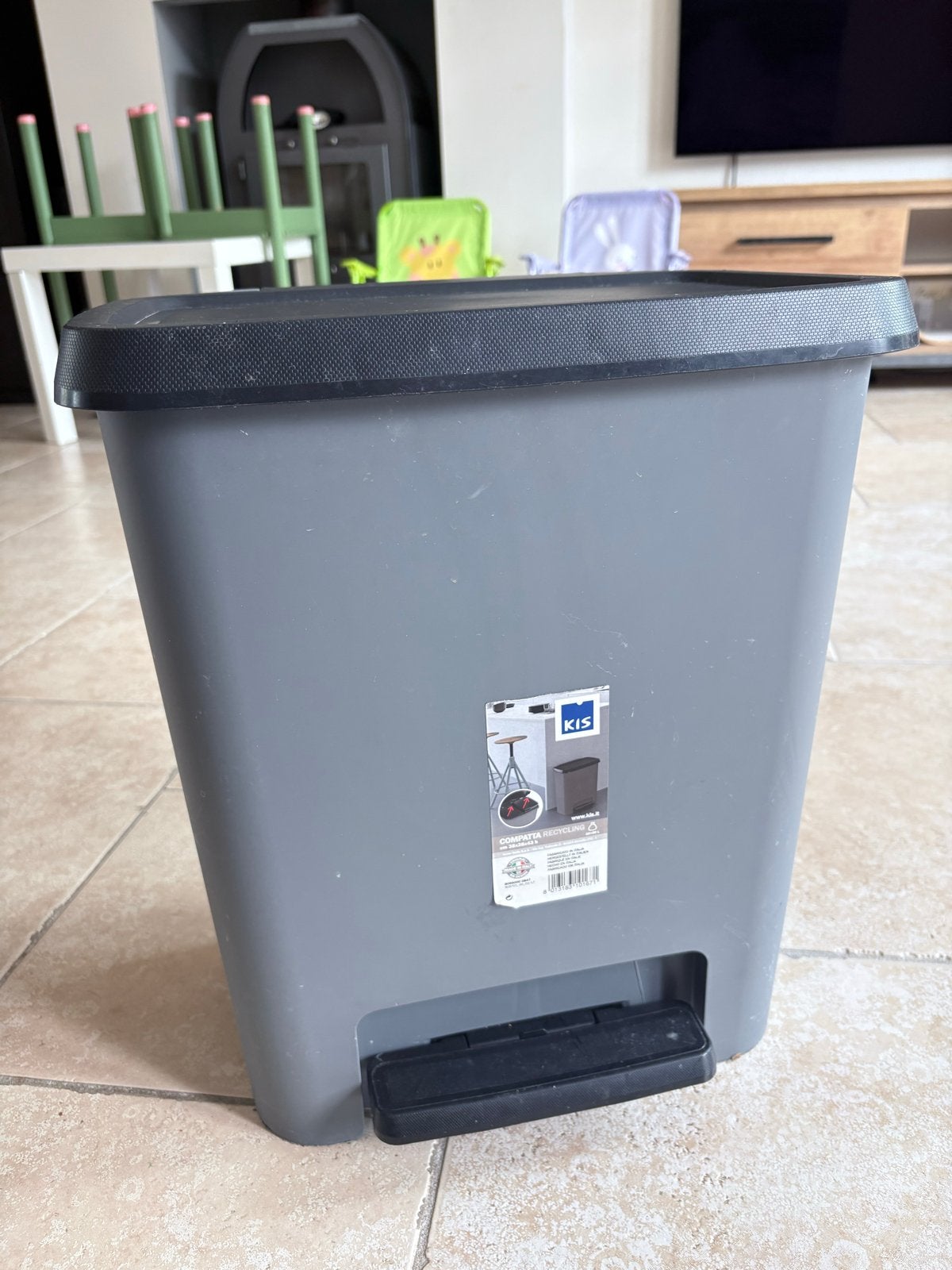 KIS Compactor Recycling Prullenbak - Grijs, 38x28x43 cm, Kunststof, Gebruikt, Met pedaal, 40 liter of meer