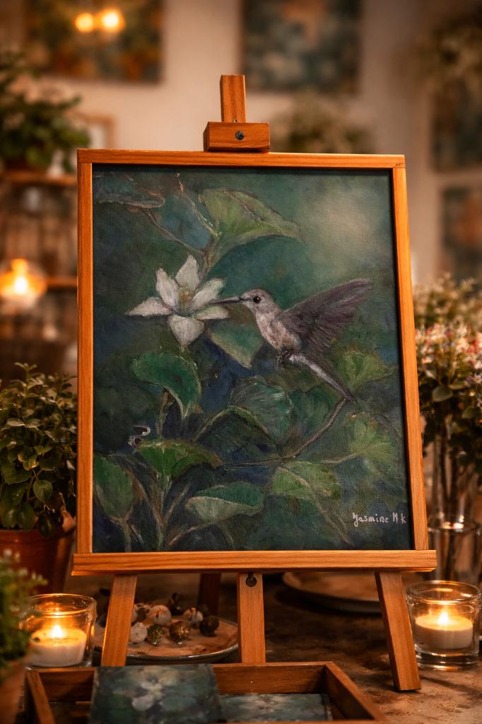 Origineel schilderij kolibrie 30x40 cm, Verzenden