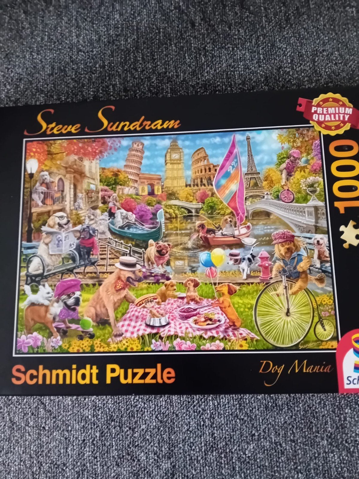 Schmidt Puzzle Dog Mania 1000 stukjes, Hobby en Vrije tijd, Ophalen of Verzenden, 500 t/m 1500 stukjes, Zo goed als nieuw, Legpuzzel