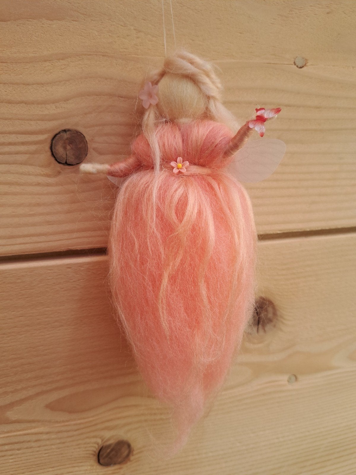 seizoenstafel babykamer engel/feel roze/blauw wol naaldvilt, Ophalen of Verzenden, Nieuw, Figuurtje(s), Wolvilt