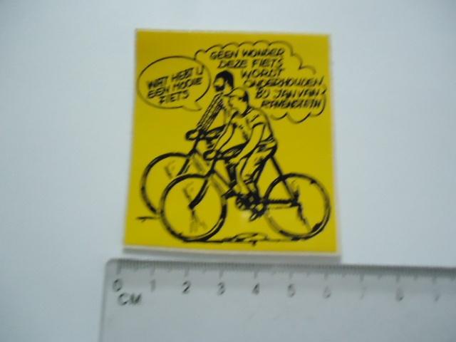 sticker oud Jan v Ravenstein fietsen strip vintage, Verzenden, Zo goed als nieuw, Bedrijf of Vereniging