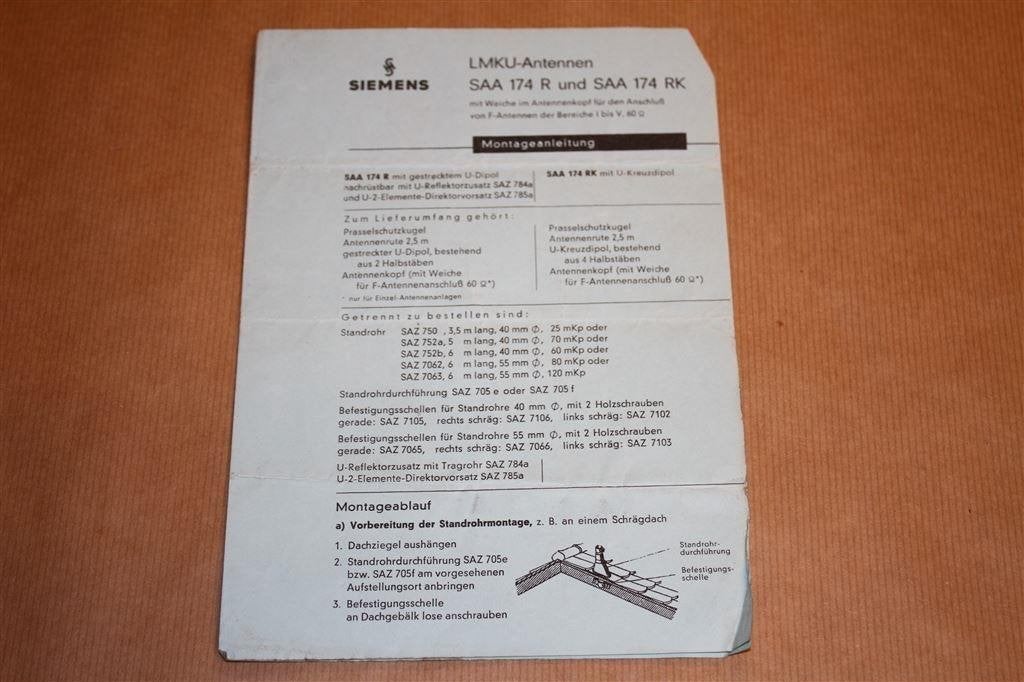Handleiding Siemens LMKU antenne - 1970, Ophalen of Verzenden, Gelezen, Bouwkunde