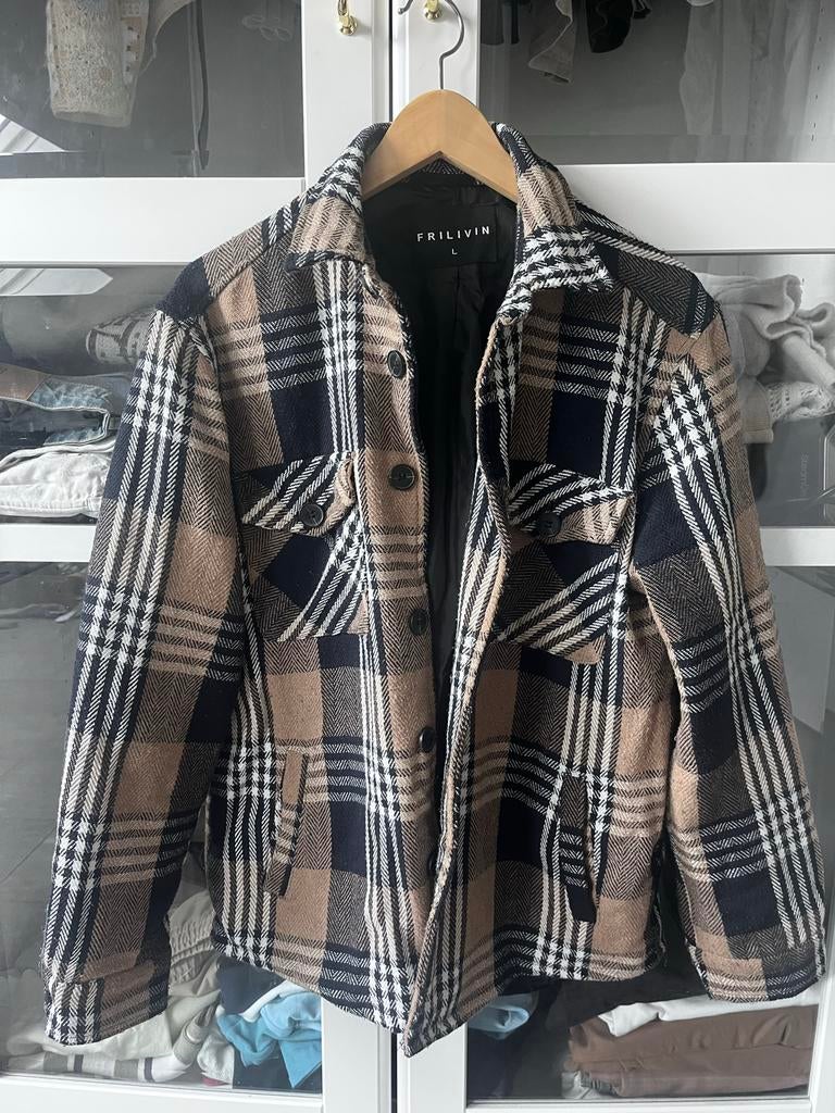Heren Shacket Maat L - Geruit Overhemdjasje, Kleding | Heren, Ophalen of Verzenden, Zo goed als nieuw, Maat 52/54 (L), Bruin
