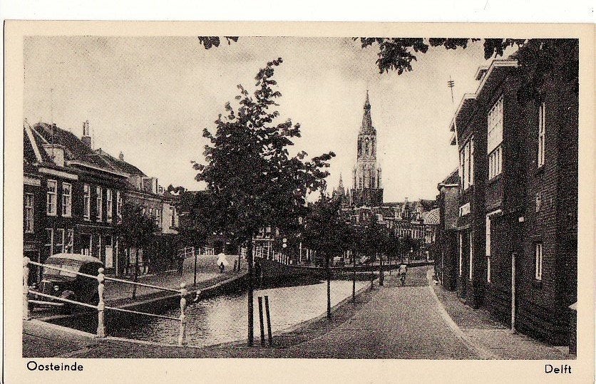 Delft Oosteinde ca. 1950., Ophalen, 1940 tot 1960, Ongelopen, Zuid-Holland