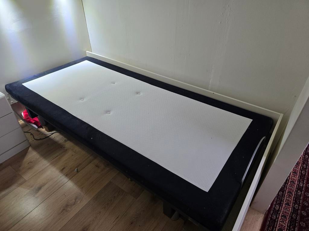 Eenpersoons elektrisch bedienbare boxspring, Ophalen, Overige materialen, Verstelbaar, 90 cm