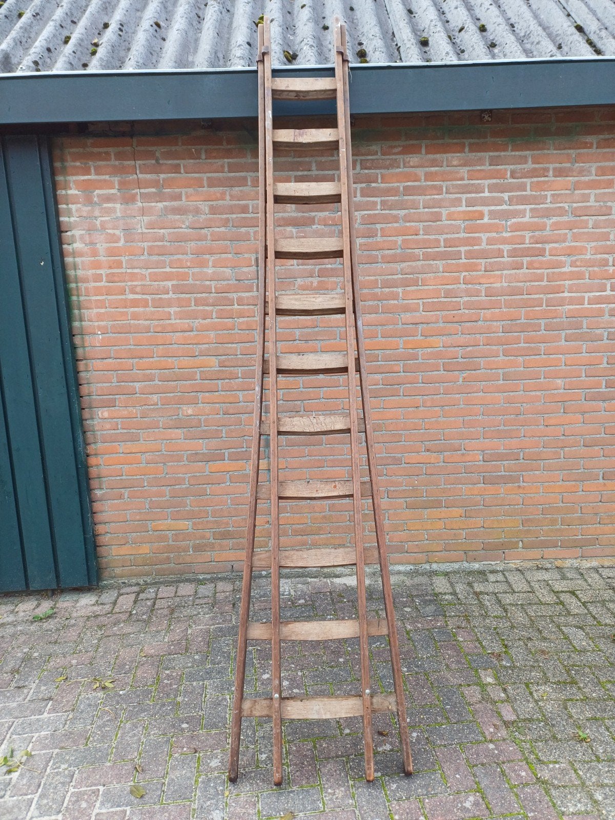 Robuuste houten opsteekladder - 2keer 3 meter, Ophalen, Gebruikt, Ladder, Opvouwbaar of Inschuifbaar